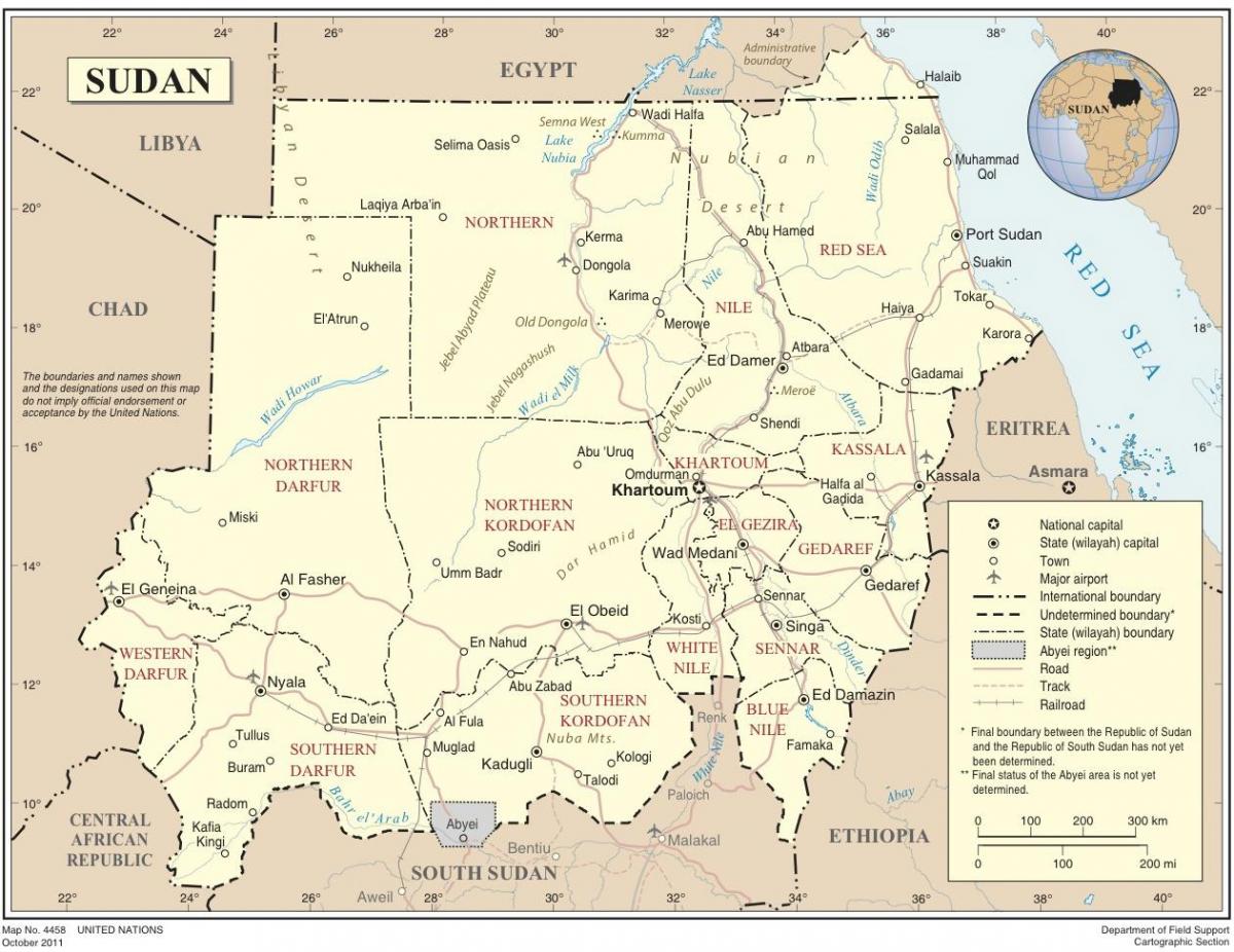 Mappa del Sudan stati