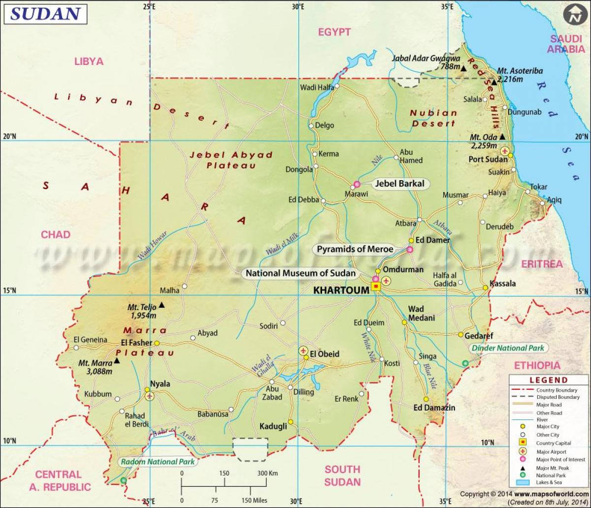 mappa del Sudan