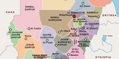 Mappa del Sudan regioni